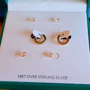 18kt Gold Over Sterling CZ Earring Set